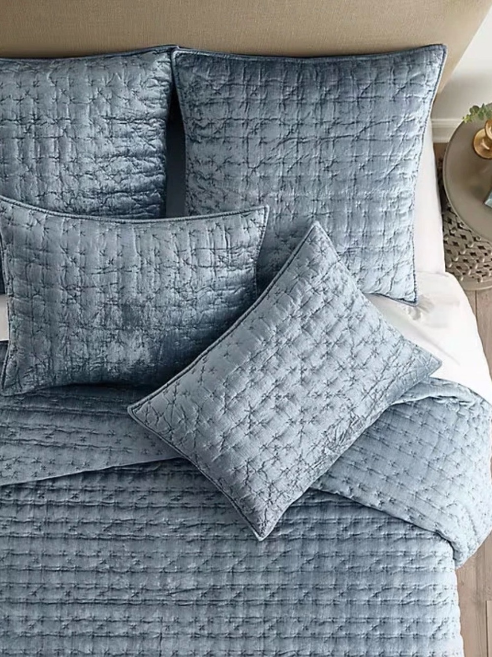 TWO Ballard Design Margot Slubby Velvet Quilter Sham Euro 26x26